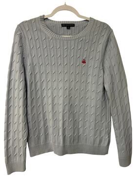 Brooks Brothers 346 Cable Knit Sweater Cotton Preppy Old Money Gray L